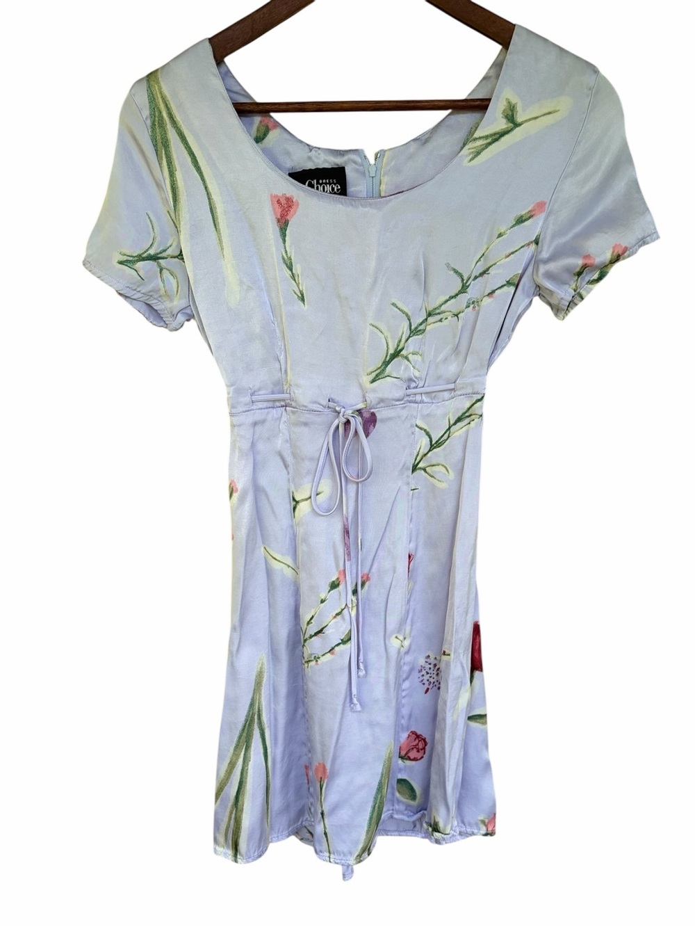 Vintage 90’s Romantic “By Choice” Satiny Lilac Floral Dress